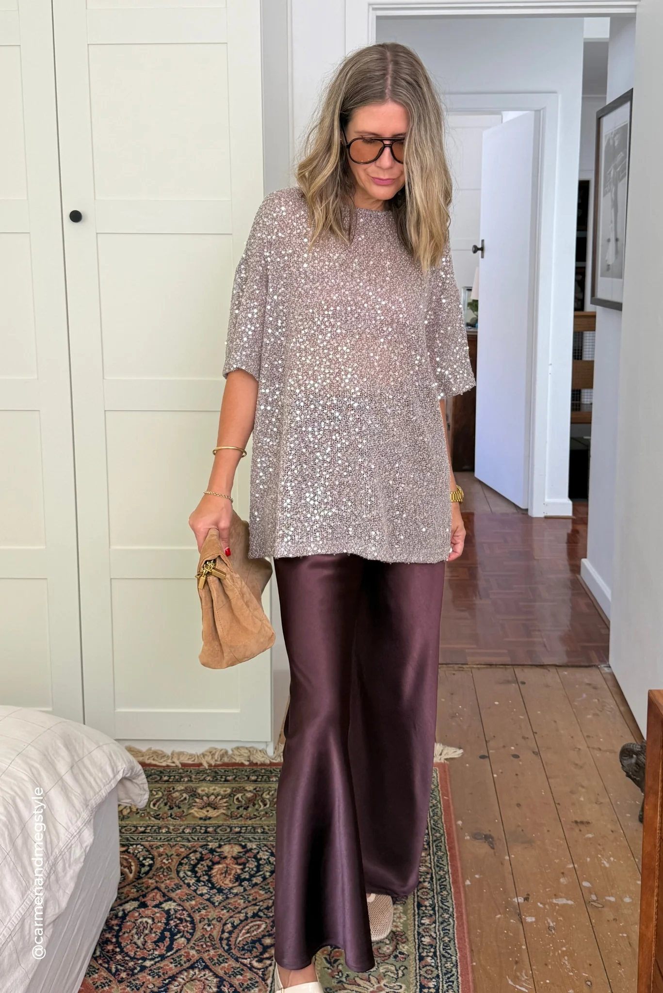 Micah Sequin Knit Tee (Dusty Mauve) - Image 3