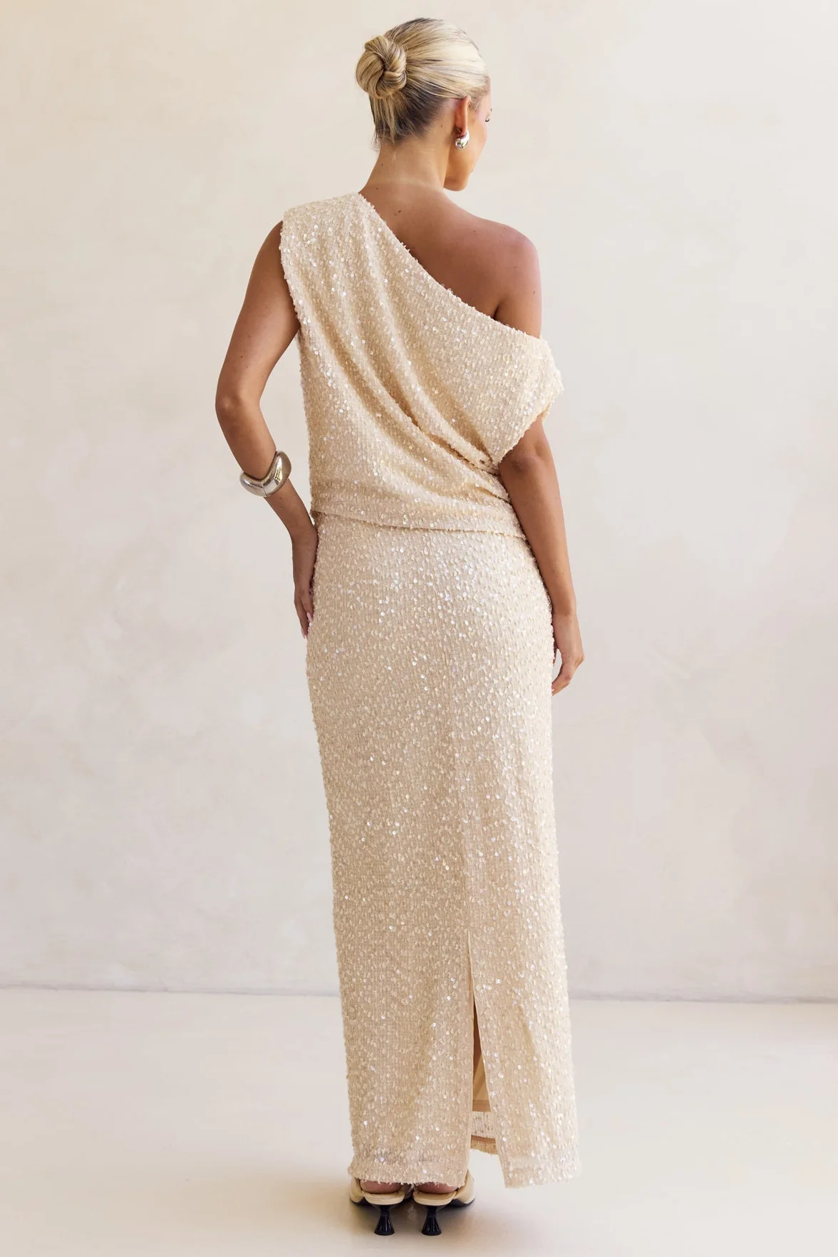 Milla Sequin Maxi Skirt (Cream) - Image 7