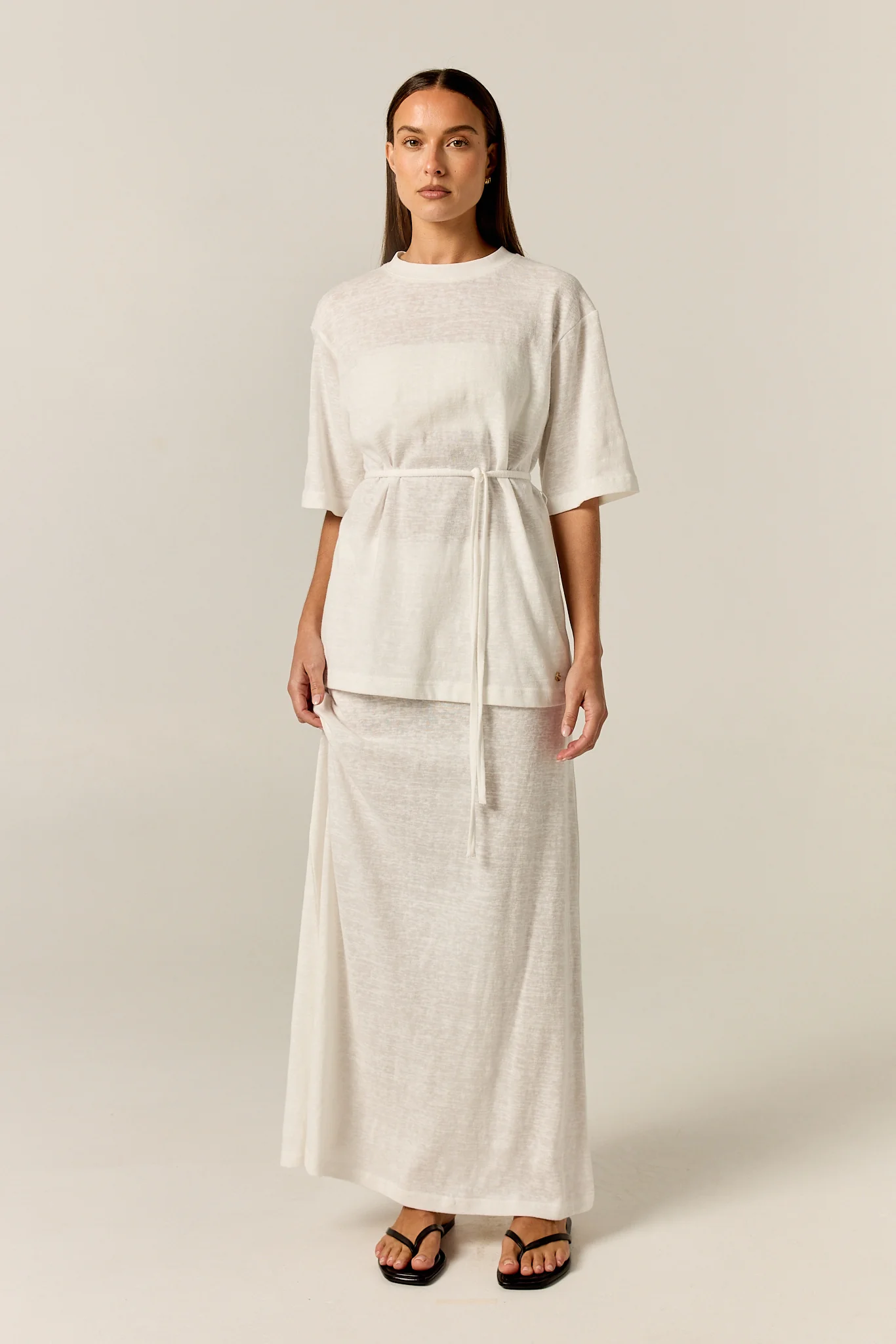 Noa Belted Tee (White) - Image 2