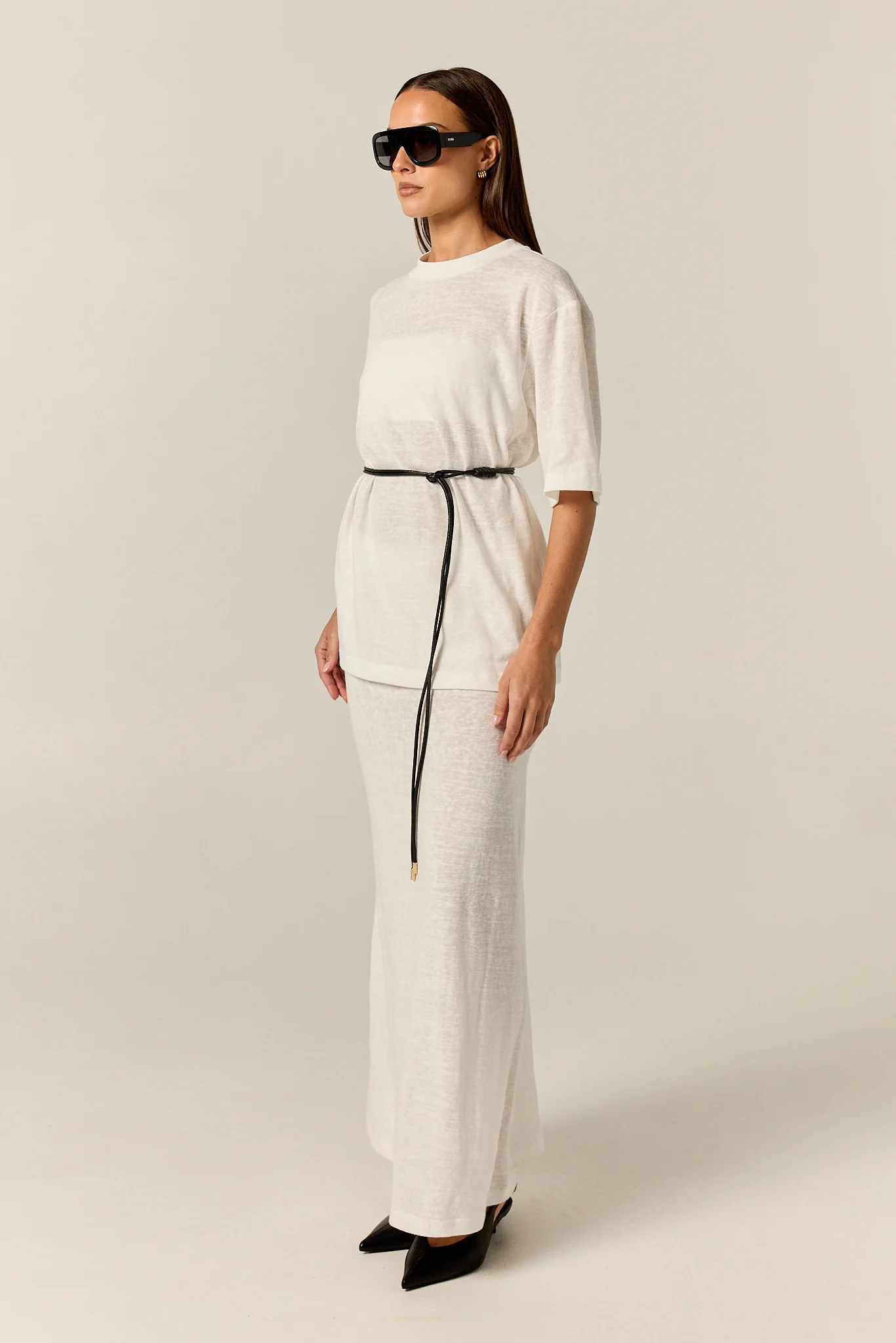 Noa Belted Tee (White) - Image 5