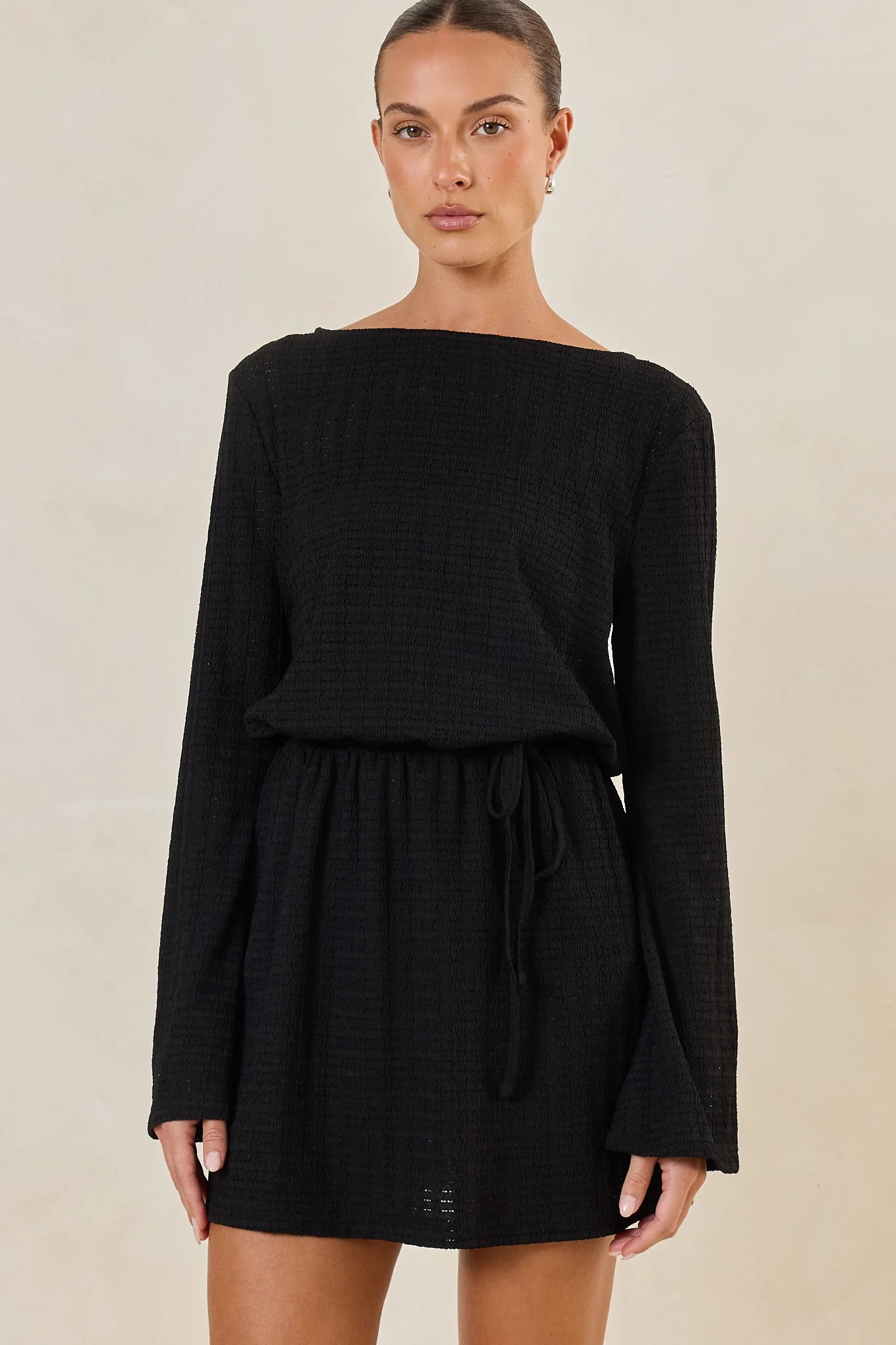Reeve Knit Mini Dress (Black) - Image 7