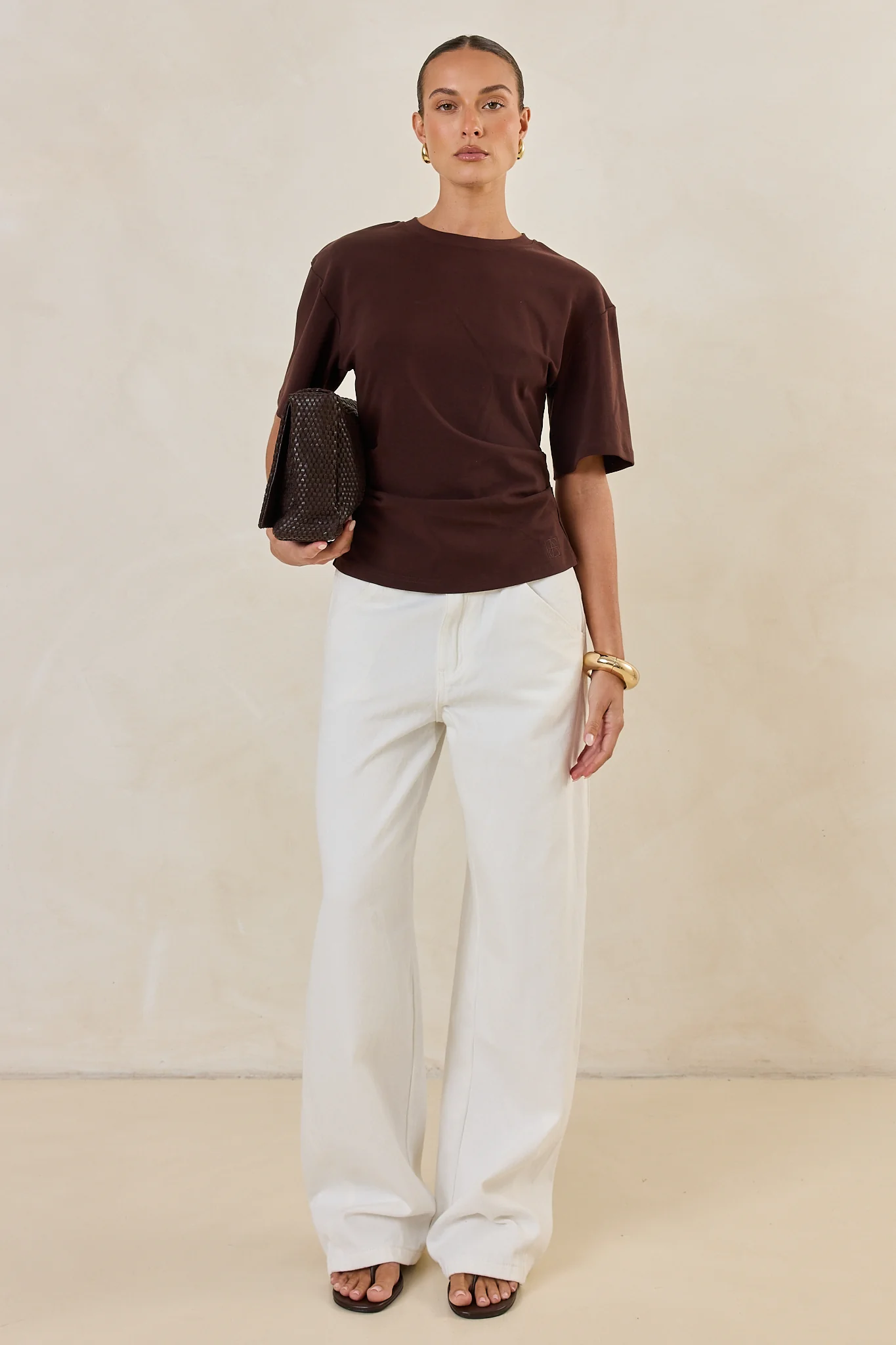Rory Cinched Tee (Chocolate) - Image 2