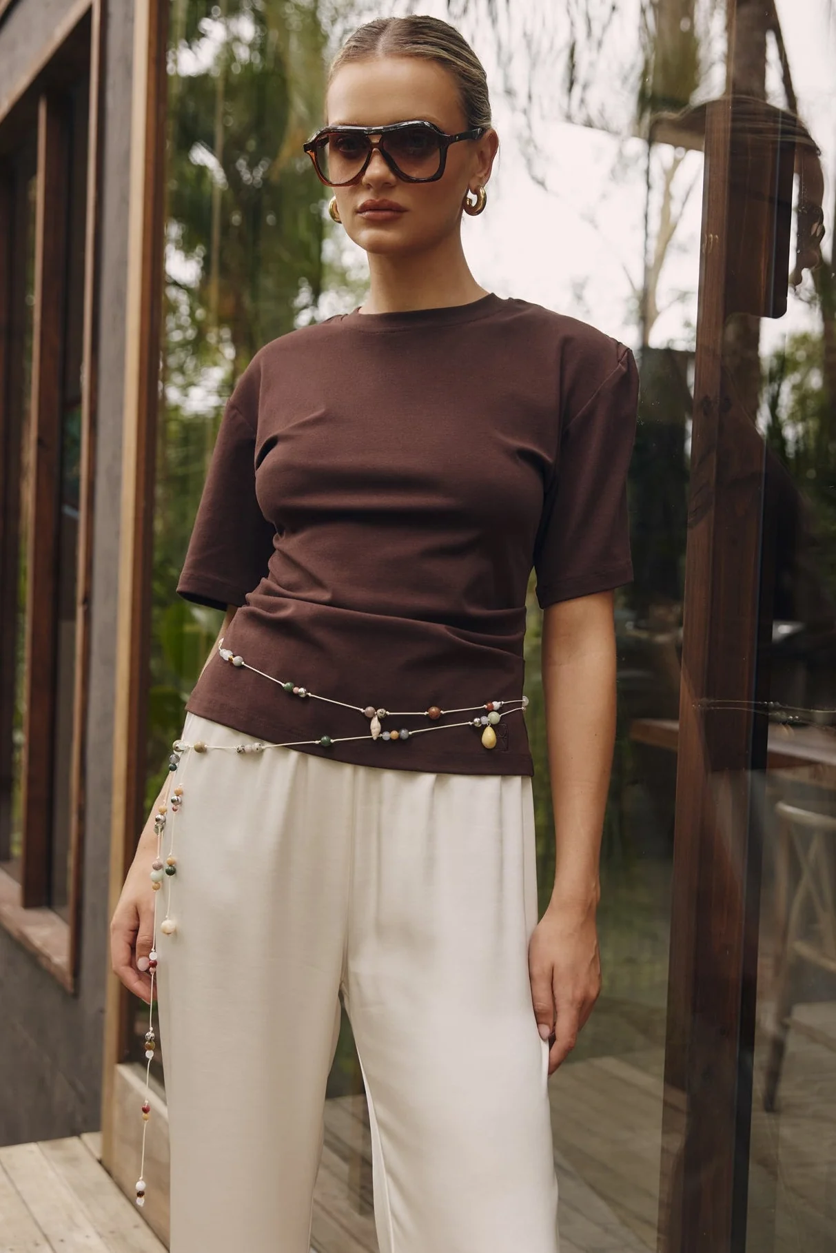 Rory Cinched Tee (Chocolate) - Image 4