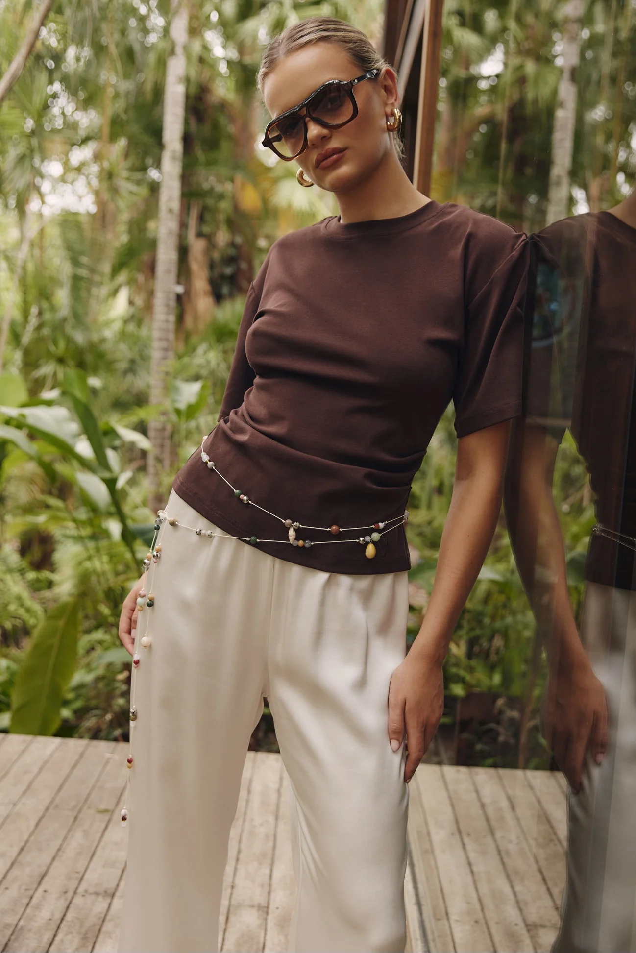 Rory Cinched Tee (Chocolate) - Image 5