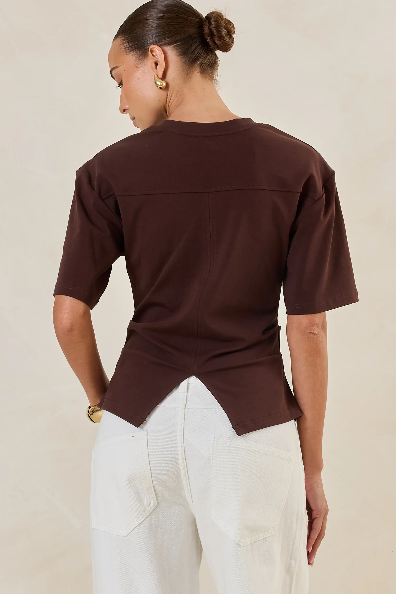 Rory Cinched Tee (Chocolate) - Image 9