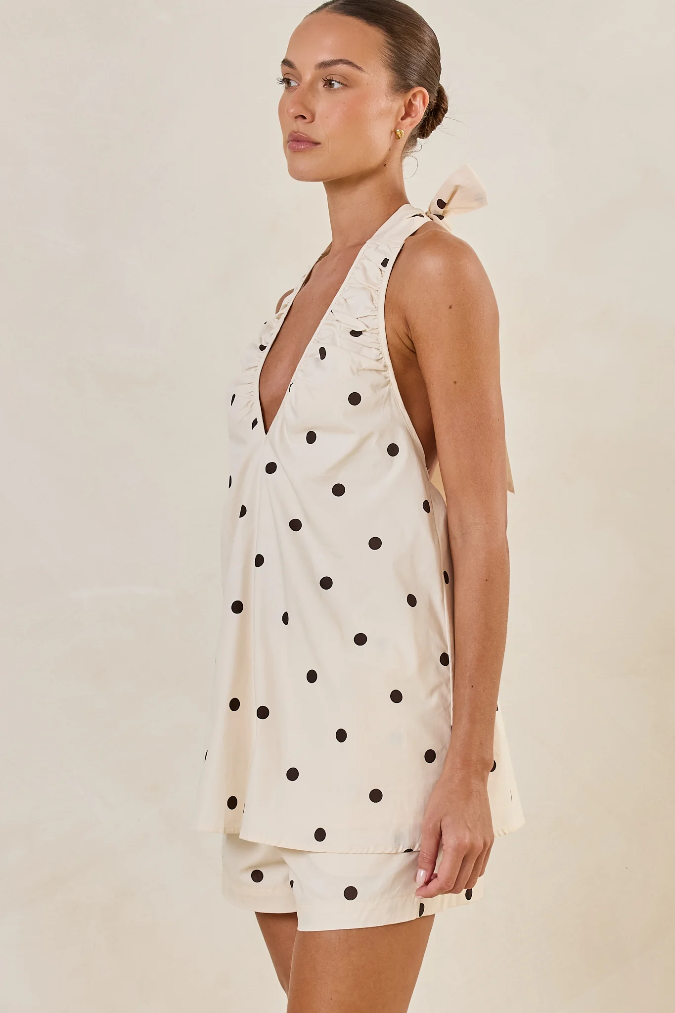 Shiloh Halter Top (Cream/Choc Polka) - Image 7