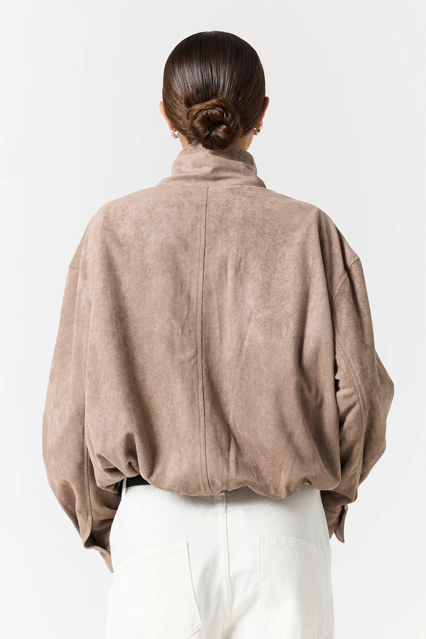 Sutton Funnel Bomber Jacket (Taupe) - Image 4