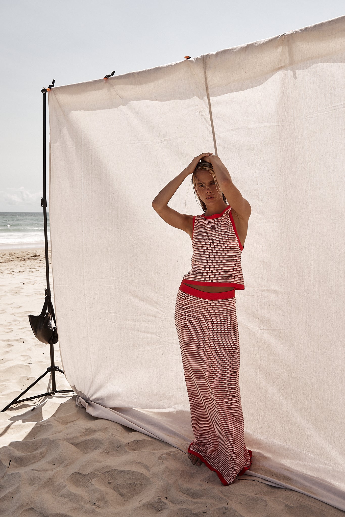 Val Knit Maxi Skirt (Red) - Image 3