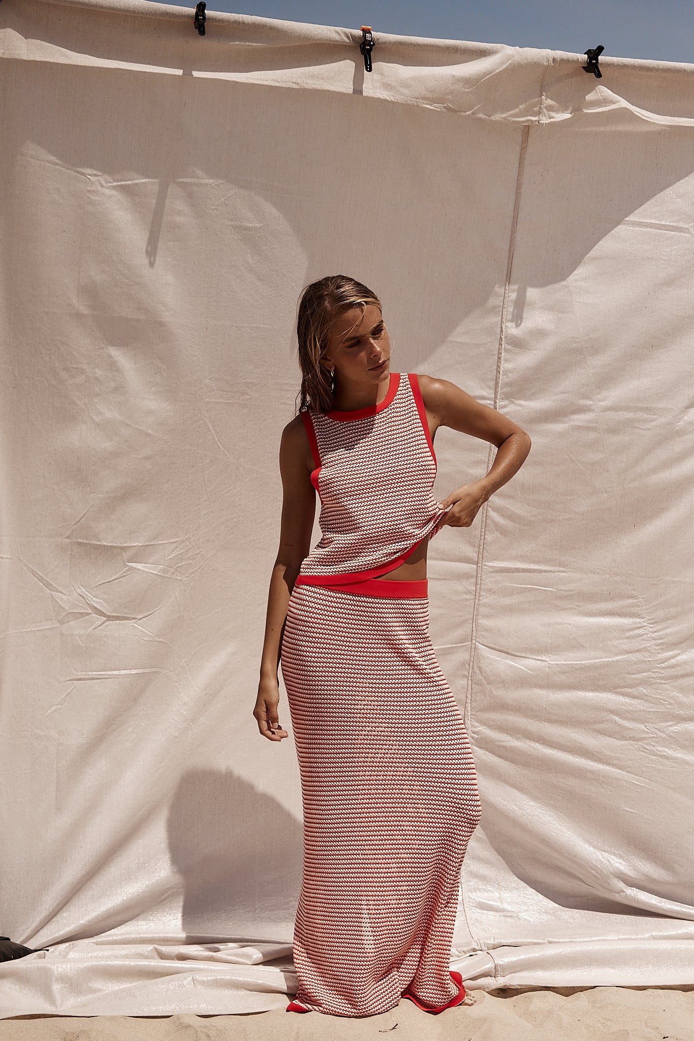 Val Knit Maxi Skirt (Red) - Image 4