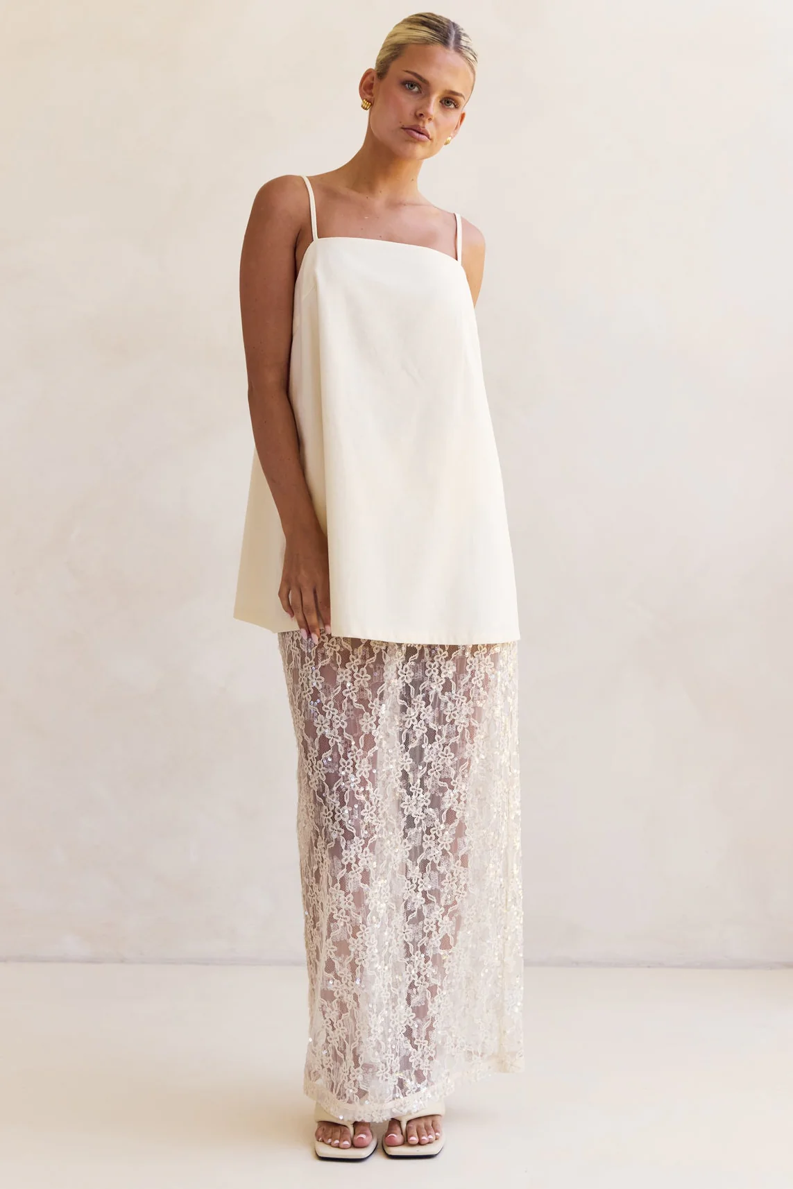 Vera Sequin Maxi Skirt (Cream) - Image 5