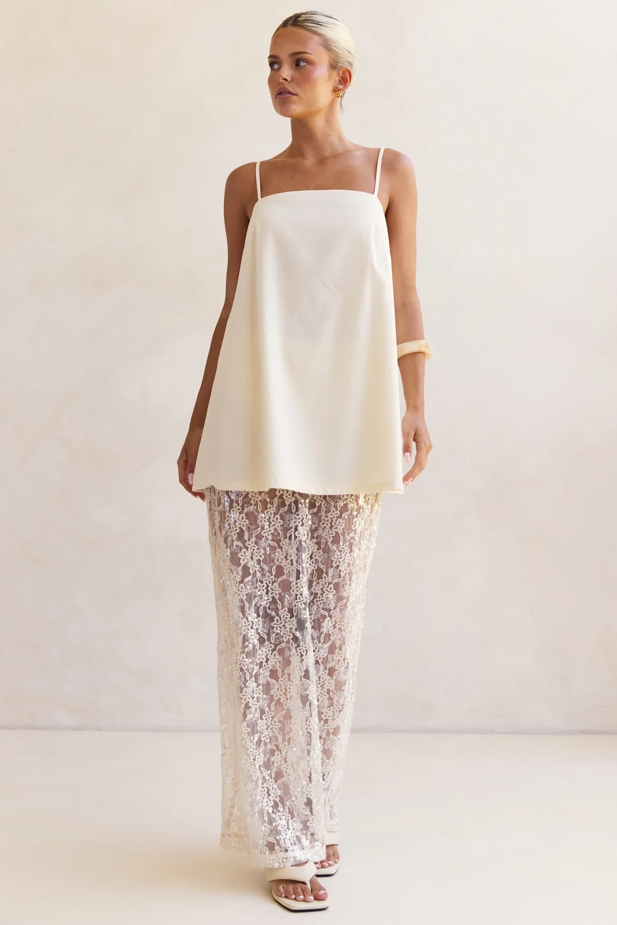 Vera Sequin Maxi Skirt (Cream) - Image 6