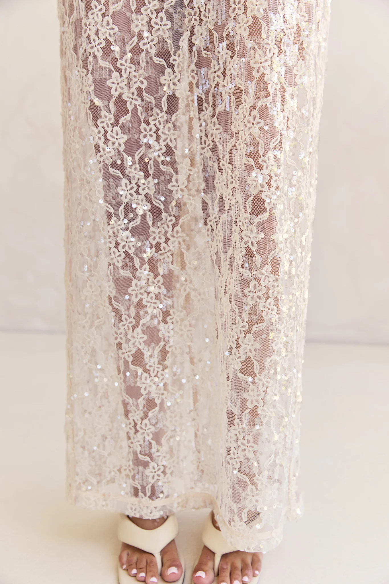 Vera Sequin Maxi Skirt (Cream) - Image 9